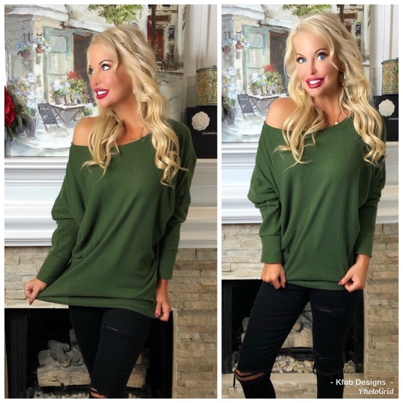 ❤️LAST 1! Dolman Sleeve Waffle Thermal Knit Top! - Picture 2 of 5